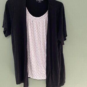 Croft and Barrow Tee & Sweater set Attached to each other Black n White Sz 1X